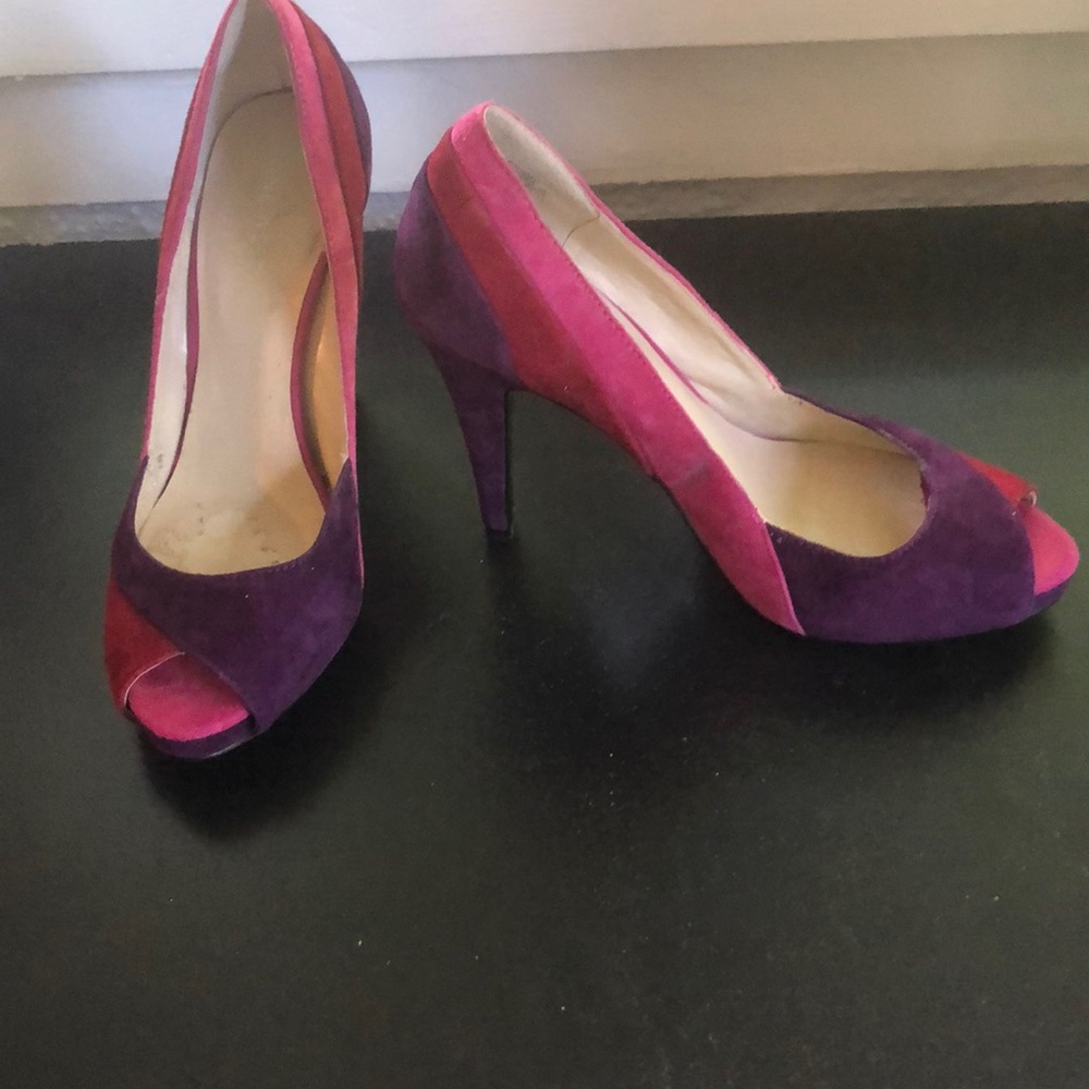 Suede Peep Toe Pumps